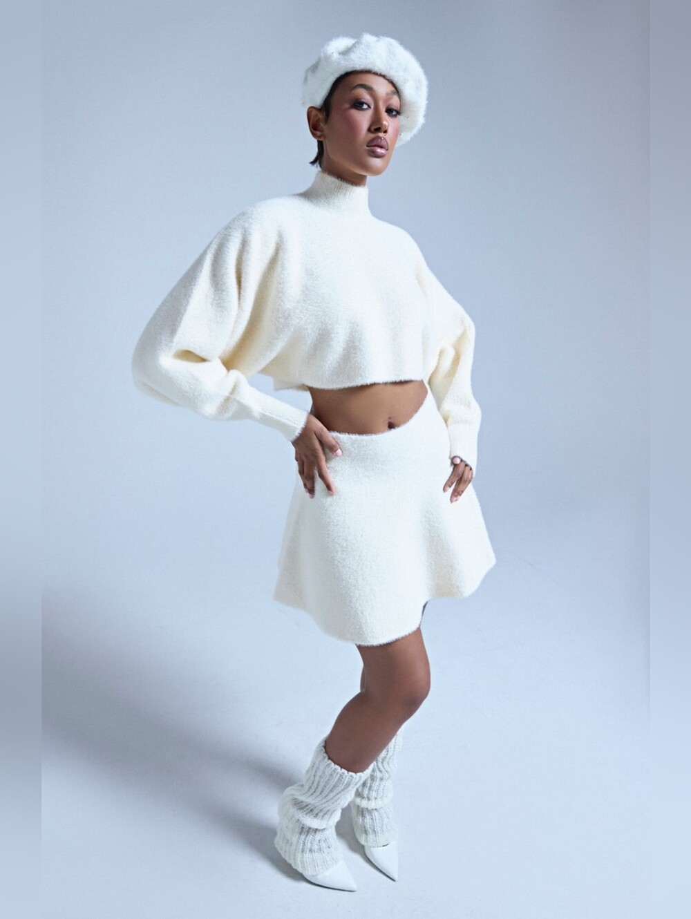 ⚡️SALE Today ONLY 7/28        Fuzzy Cropped Sweater & Mini Skirt